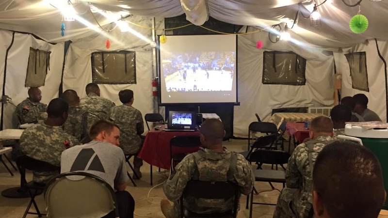 The USO center at Fort McCoy gives service members a chance to relax and watch some TV.