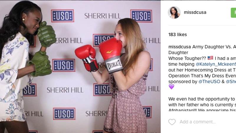 Miss USA Deshauna Barber helps a Las Vegas teen pick out her homecoming dress at Operation That's My Dress.
