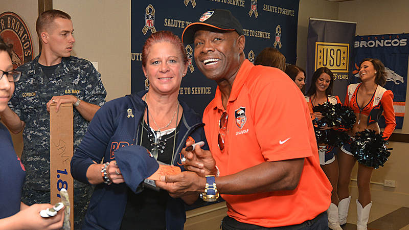 The USO opened its latest Military Entrance Processing Station location on Tuesday in Denver with help from the Super Bowl Champions. The event -- in coordination with the NFL's Salute to Service campaign -- included a meet-and-greet with former Denver Broncos players and Broncos cheerleaders and a tailgate lunch.