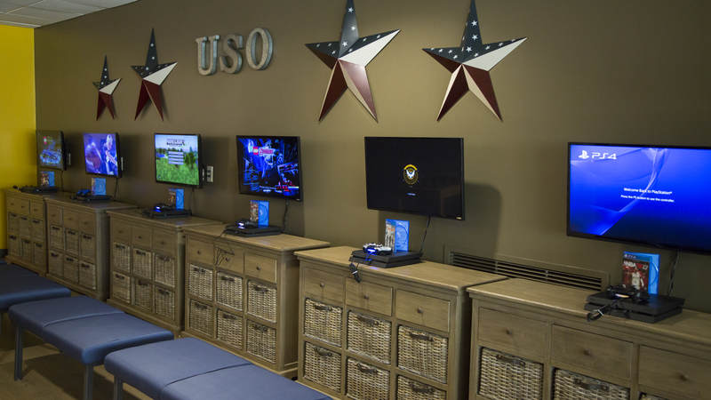 The new USO center on Joint Base San Antonio.