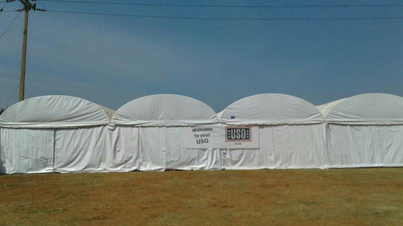 A 1,200 square-foot, air-conditioned tent was built to support deployed elements of and will provide a welcome respite from the humid jungle there. The tent boasts satellite television, board games, furniture and a modified USO2GO package which includes two Mobile Entertainment Gaming Systems (MEGS).