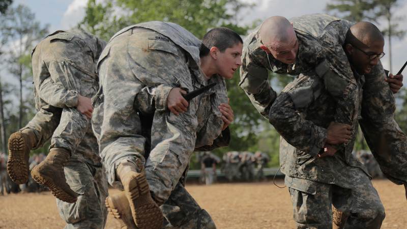 In 2016, Capt. Kristen Griest, center, became the first female Army infantry officer in the nation’s history. A year earlier, Griest and Lt. Shaye Haver (not pictured) were also the first women to graduate from the Army’s famed Ranger School.