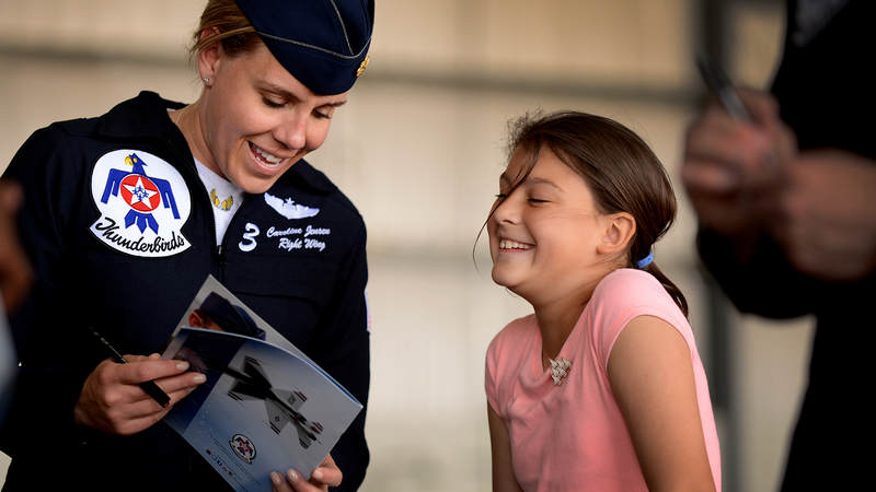 Lt. Col. Caroline “Blaze” Jensen in 2012 became the first female Air Force reservist named to the U.S. Air Force Air Demonstration Squadron – better known as the U.S. Air Force Thunderbirds.