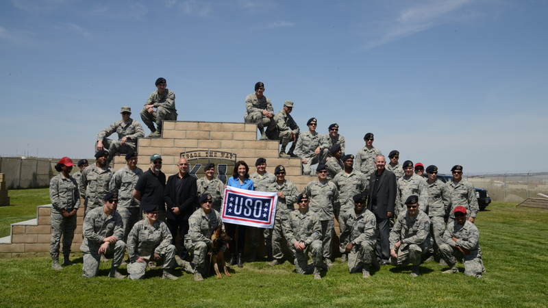 Titus Welliver, Amy Aquino and Henrik Bastin kicked off Season 3 of "Bosch" with a USO screening at Edwards Air Force Base in California on April 10.