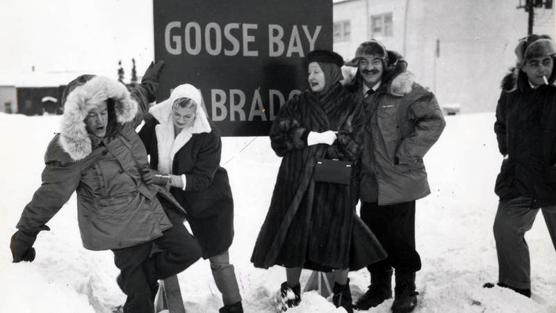 Bob Hope at Goose Bay Air Force Base, Canada in 1955.