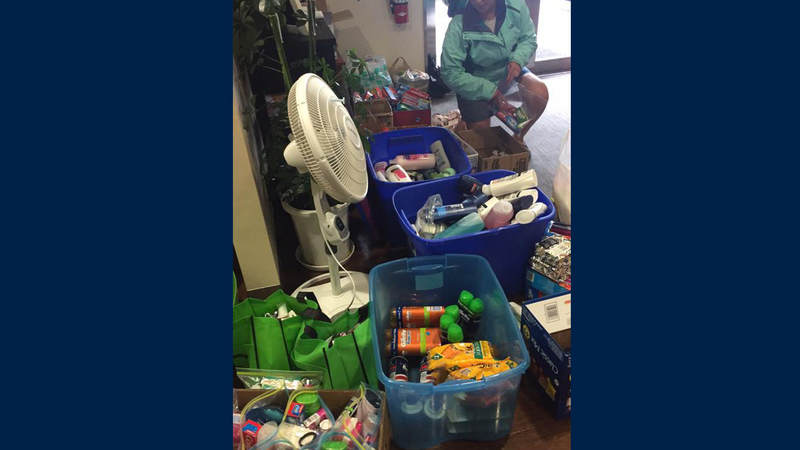 Donated toiletry items at USO Yokosuka.