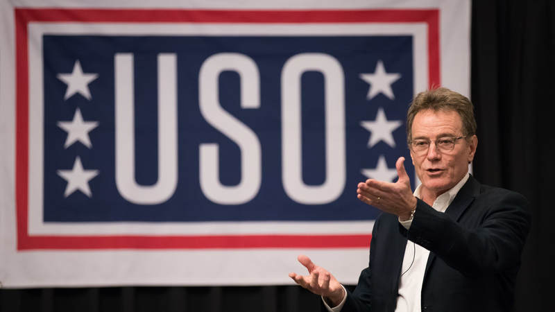 Thousands of service members and military family members turned out to meet Bryan Cranston, an award-winning actor, screenwriter, director and producer who brought his best-selling “A Life in Parts” memoir to life in an intimate theater show during a USO tour across Europe.
