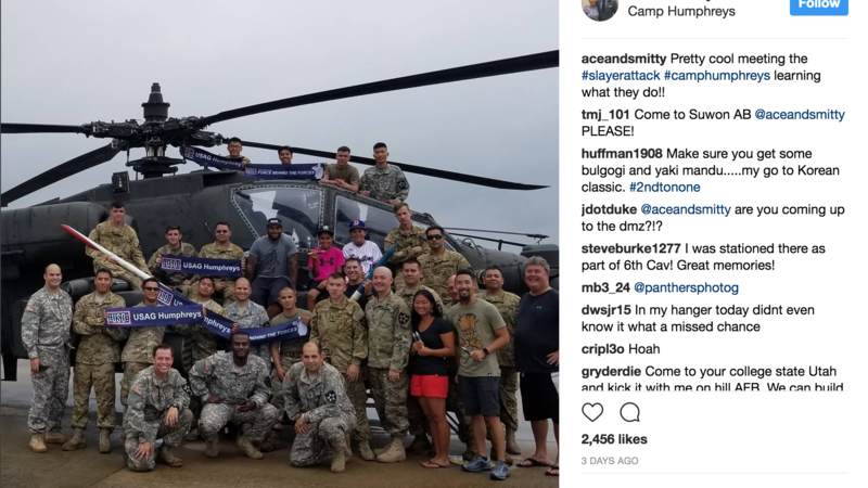 Military kids enjoyed Football ProCamp at USO Humphreys with former NFL player Steve Smith Sr.