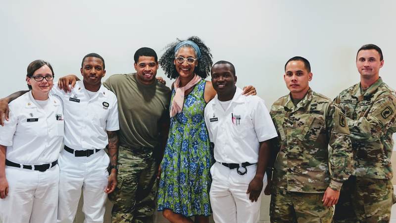 Carla Hall, celebrity chef and co-host of ABC's "The Chew," went on a recent five-day USO tour to Italy and Spain to cook and connect with service members and their families.