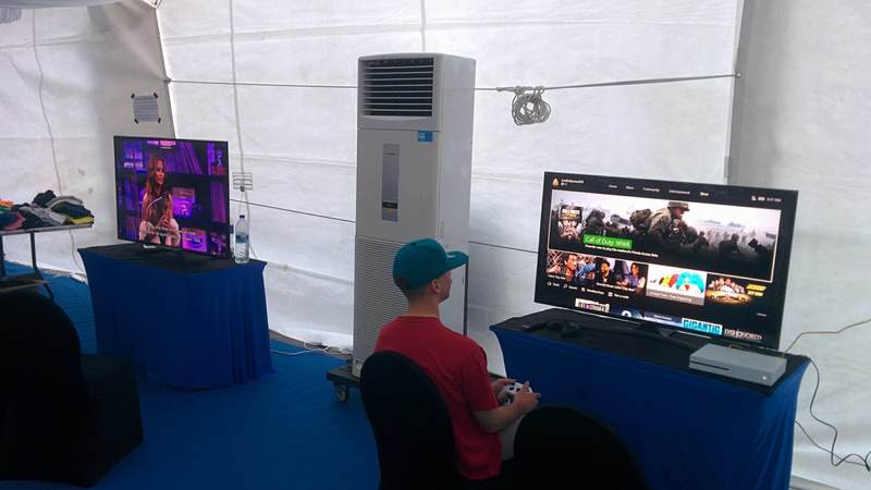 The USO has become the central gathering point for the crew of the McCain, and for good reason. It's the only place with cold AC and high-definition gaming!