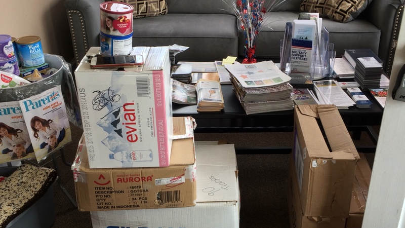 Supplies sit ready to be delivered to service members supporting Hurricane Irma relief efforts.