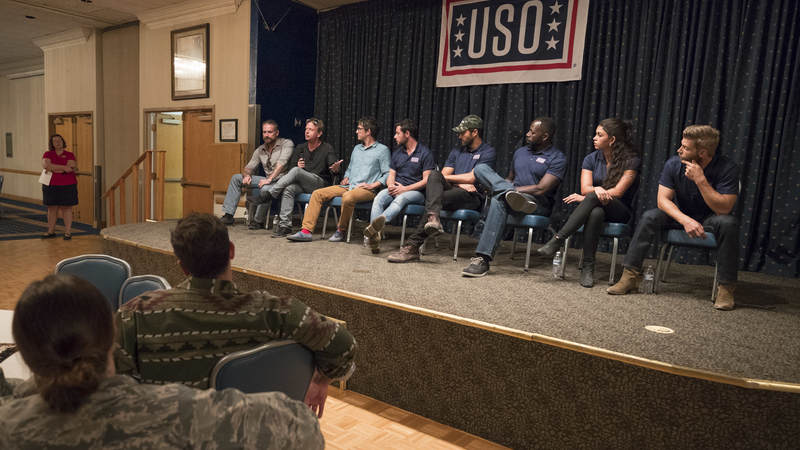 The cast welcomed airmen and their families to an advance screening of NBC’s “The Brave” and opened the floor to a USO Q&A, where each star expressed their heartfelt appreciation to America’s armed forces and took time out to personally greet service members and military families.