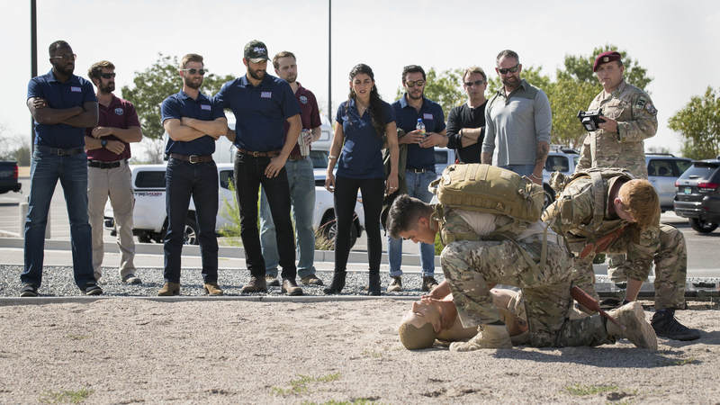 The cast members from NBC's "The Brave" spent the day on Kirtland Air Force Base, New Mexico, learning about military operations, extending their heartfelt gratitude and treating airmen to an advance USO screening of their new drama, which premieres Sept. 25.