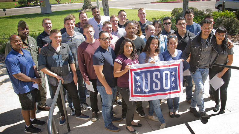 'NCIS' stars Sean Murray, Wilmer Valderrama, Brian Dietzen and Duane Henry posed with some fans outside the Bob Hope Theater on Marine Corps Air Station Miramar.