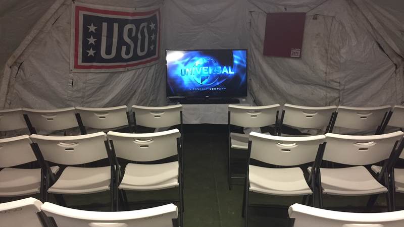 The USO expeditionary site in Aguadilla, Puerto Rico, has a lounge for service members so they can enjoy their limited down time.