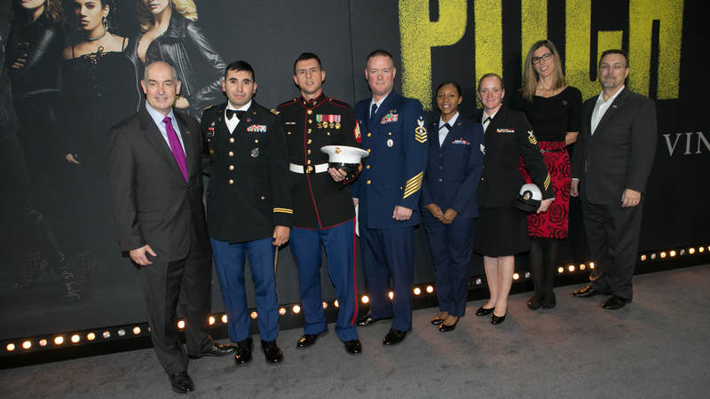 The Marine Corps, Army, Air Force, Navy and Coast Guard were represented on the red carpet at the "Pitch Perfect 3" premiere in Los Angeles on Dec. 13.