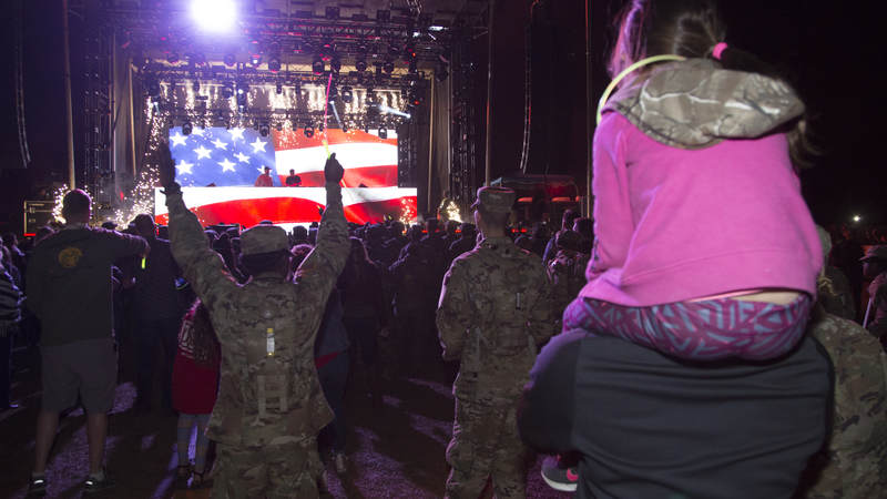The Chainsmokers visited McCrady Training Center in South Carolina on Dec. 19 to get an up close look at military life, tour the USO center on base and perform a surprise concert for hundreds of future soldiers staying at nearby Fort Jackson for the holidays.