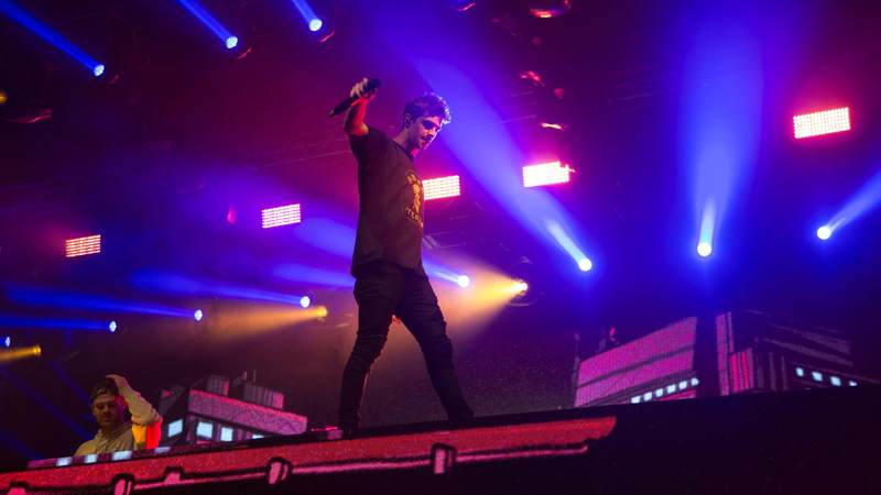 The Chainsmokers visited McCrady Training Center in South Carolina on Dec. 19 to get an up close look at military life, tour the USO center on base and perform a surprise concert for hundreds of future soldiers staying at nearby Fort Jackson for the holidays.