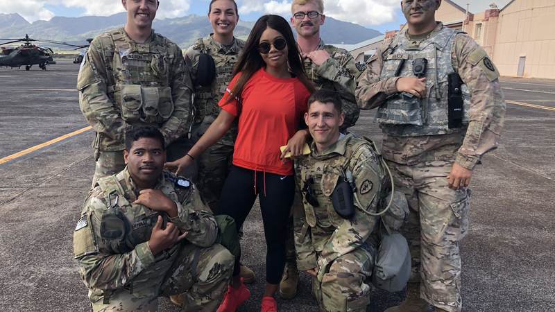 Three-time Olympic gold medal gymnast Gabby Douglas is a Force Behind the Forces after her recent USO tour to Guam and Hawaii in January.