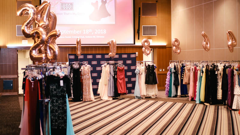 USO Okinawa hosts Operation That's My Dress for female military spouses and service members. USO Photo by Ashley Perez.
