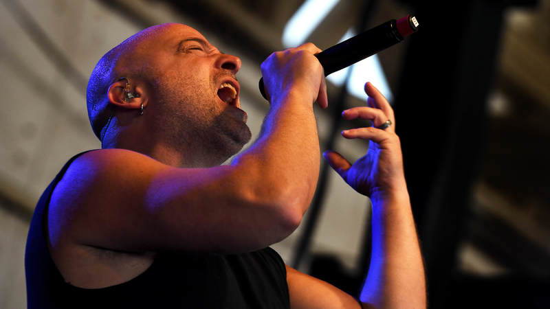 David Draiman, Disturbed lead vocalist, performs for Creech Air Force Base airmen Oct. 23.
