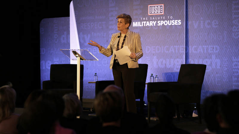 Ellyn Dunford, a military spouse herself, provides opening remarks.