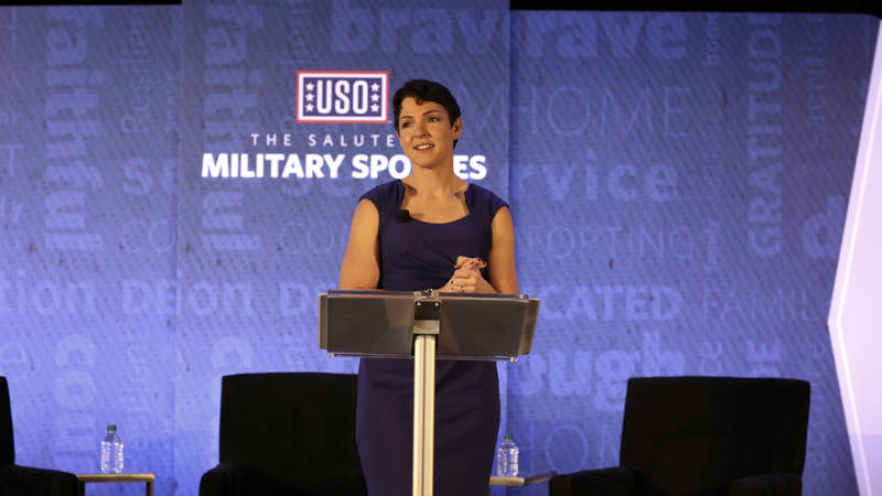 Amy Bushatz, executive editor at military.com as emcee of the Salute to Military Spouses event.