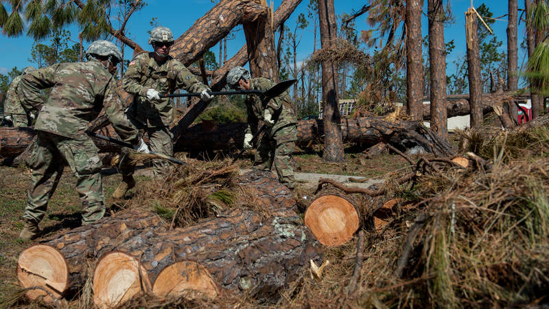 Service members are rebuilding Tyndall Air Force Base in the wake of Hurricane Michael's destruction.