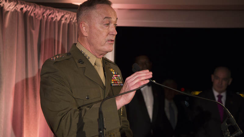 Marine Gen. Joseph Dunford, chairman of the Joint Chiefs of Staff, delivers his remarks.